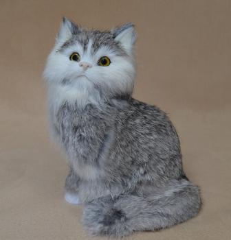 Katze sitzend - grau groß