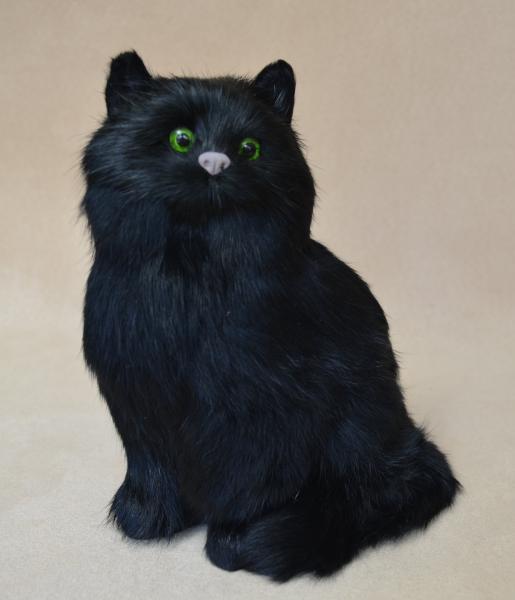 Große schwarze Katze sitzend
